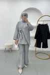 Side Tie Scuba Suit Gray