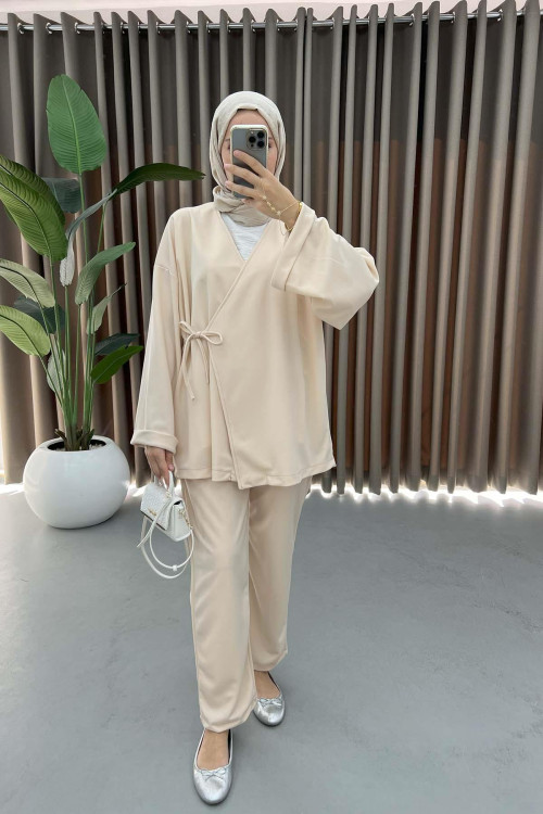 Side Tie Suit Beige