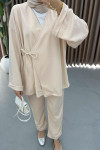 Side Tie Suit Beige