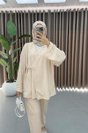 Side Tie Suit Beige