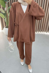 Side Tie Suit Brown