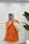 Side Pocket Puffer Vest Orange