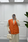 Side Pocket Puffer Vest Orange