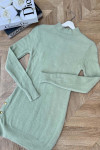 Side Snap Bearded Sweater Aqua Green