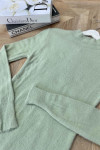 Side Snap Bearded Sweater Aqua Green