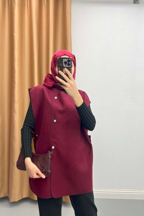 Side Snap Vest Claret Red