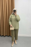 Side Button Quilted Jacket Soft Green