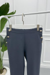 Side Button Fabric Trousers Gray