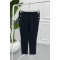 Side Button Fabric Trousers Black