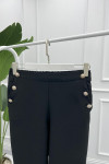 Side Button Fabric Trousers Black