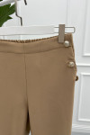 Side Button Fabric Trousers Milky Coffee