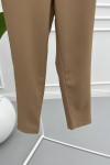 Side Button Fabric Trousers Milky Coffee