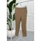 Side Button Fabric Trousers Milky Coffee