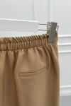 Side Button Fabric Trousers Milky Coffee