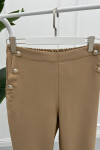 Side Button Fabric Trousers Milky Coffee