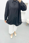 Side Slit Gathered Shirt Black