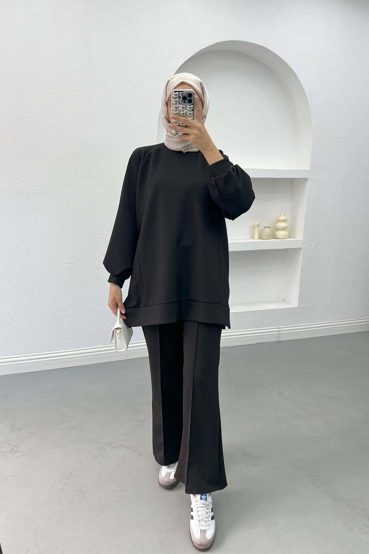 Side Slit Oysho Suit Black