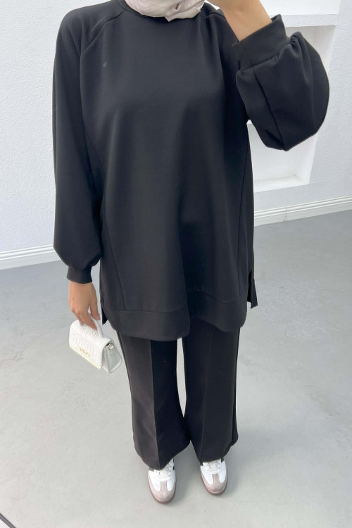 Side Slit Oysho Suit Black