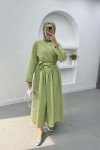 Side Tie Skirted Suit Green