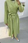 Side Tie Skirted Suit Green