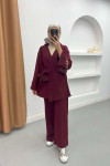 Side Tie Suit Claret Red