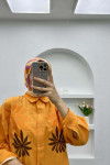 Leaf Embroidered Oversize Shirt Orange