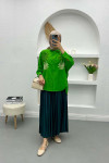 Leaf Embroidered Oversize Shirt Green