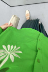 Leaf Embroidered Oversize Shirt Green