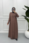 Leaf Embroidered Abaya Dusty Rose