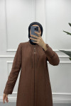 Leaf Embroidered Abaya Brown