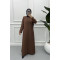 Leaf Embroidered Abaya Brown