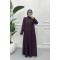 Leaf Embroidered Abaya Plum