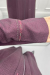 Leaf Embroidered Abaya Plum