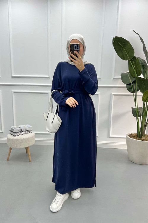 Batwing Sleeve Dress Navy Blue