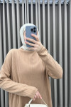 Half Turtleneck Knitwear Suit with Trousers Milky Coffee