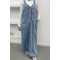 Half Button Denim Overalls Blue