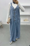 Half Button Denim Overalls Blue