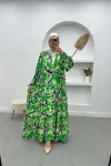 Half Buttoned Viscose Dress Green