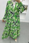 Half Buttoned Viscose Dress Green