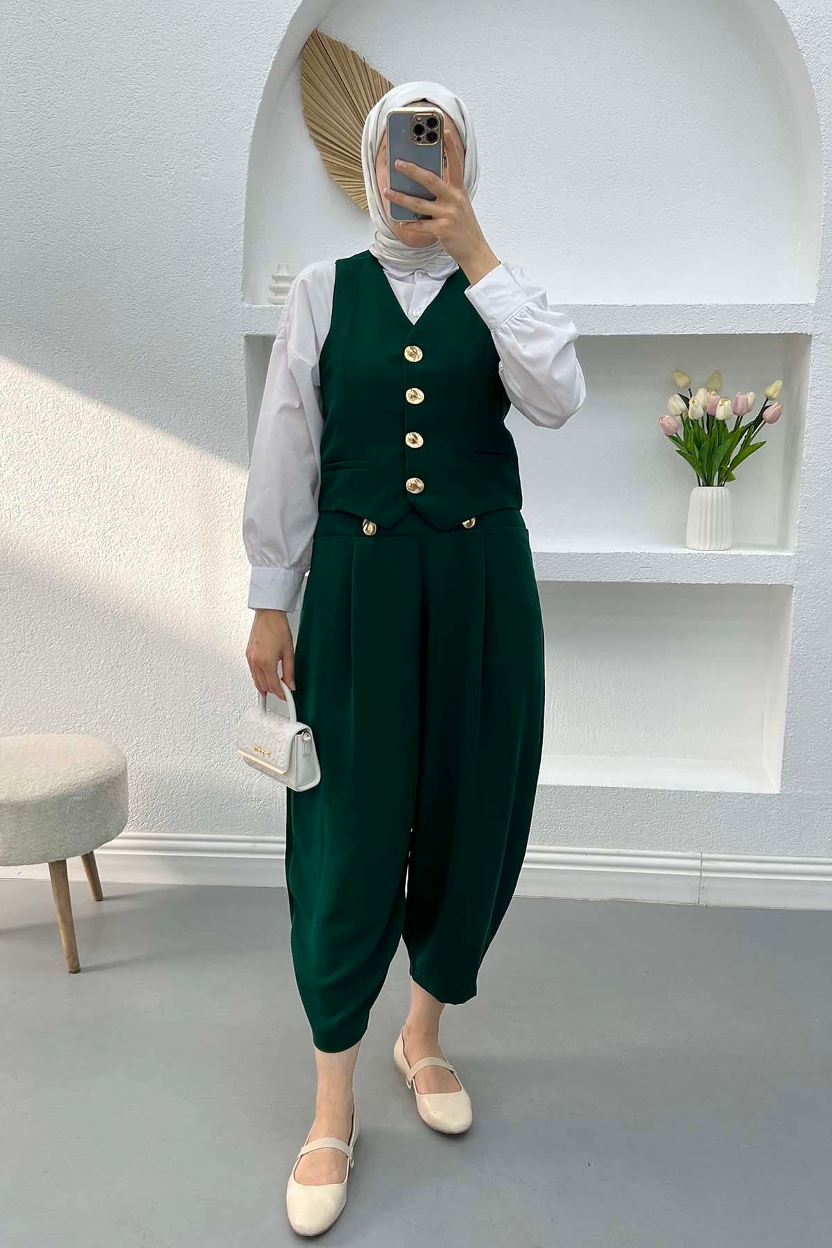 Vest and Trouser Set Emerald Green