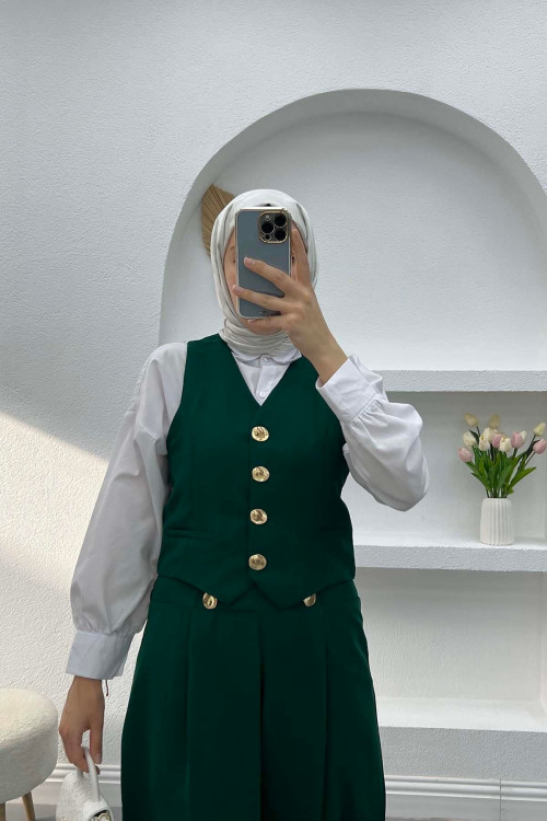 Vest and Trouser Set Emerald Green