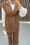 Straw Linen Vest Brown