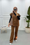 Vested Knitwear Suit Brown