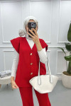 Vested Knitwear Suit Red