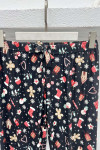 Christmas Patterned Pajama Bottoms Black