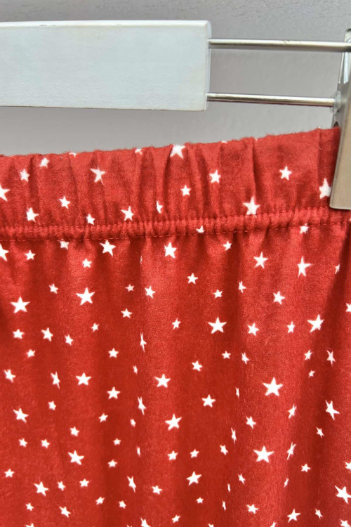 Star Patterned Pajama Bottoms Red