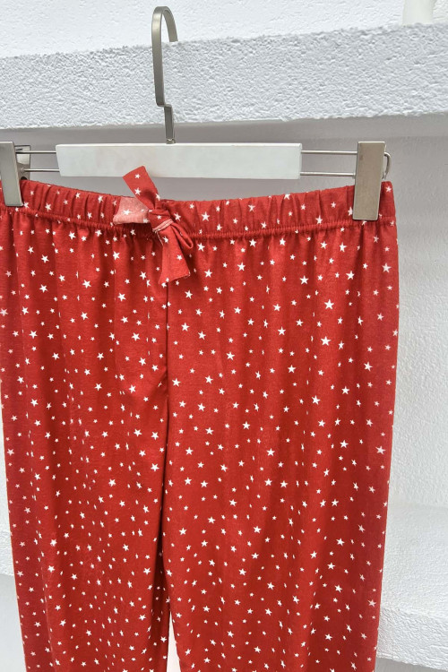 Star Patterned Pajama Bottoms Red