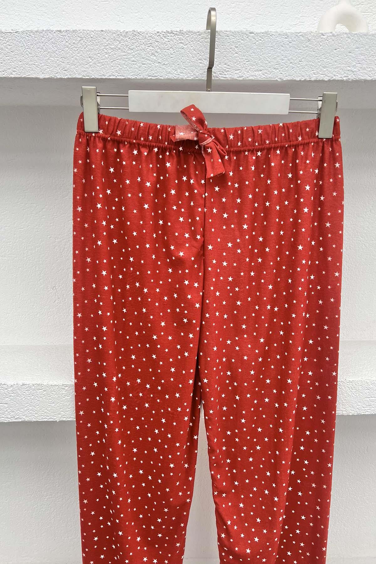 Star Patterned Pajama Bottoms Red