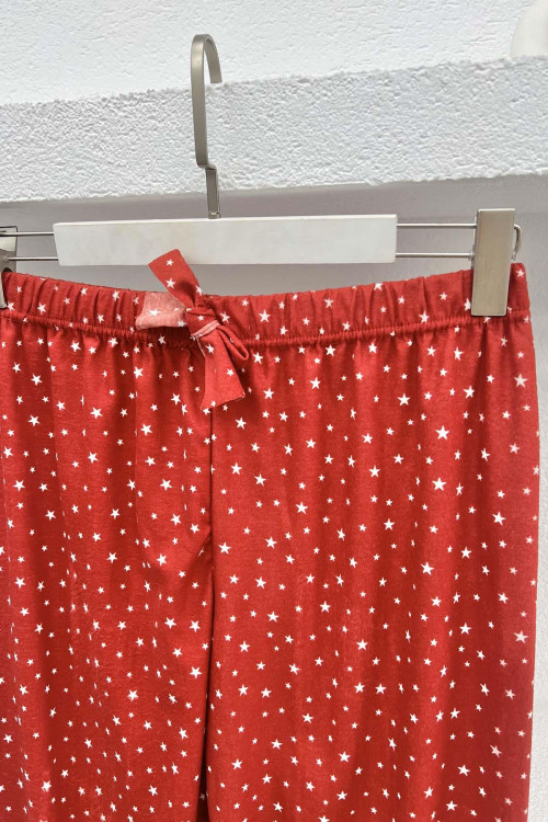 Star Patterned Pajama Bottoms Red