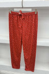 Star Patterned Pajama Bottoms Red